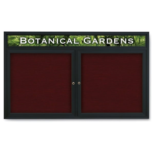 Indoor Enclosed Combo Board, 42"x32", Black Frame/Blue & Rubber